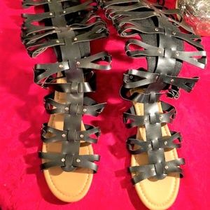 Knee High Black Gladiator Sandals...New